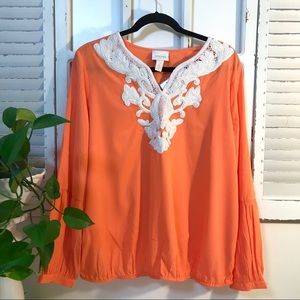 Orange Long Sleeve Blouse